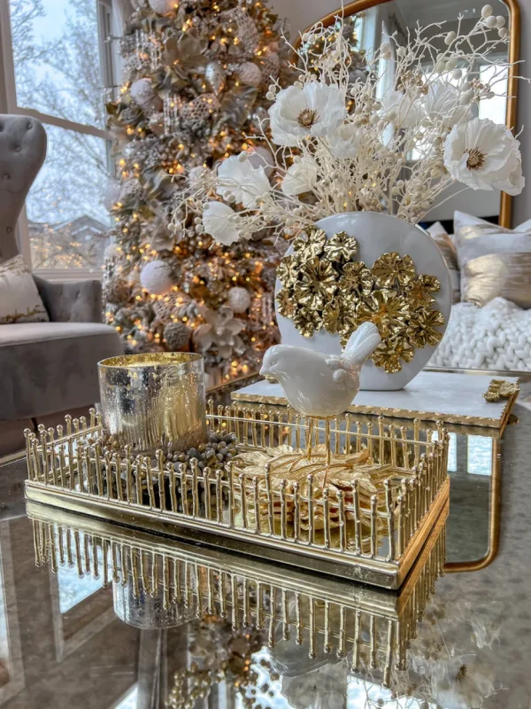 Inspire Me! Home Decor Mirrored Tray With Gold Linear Design