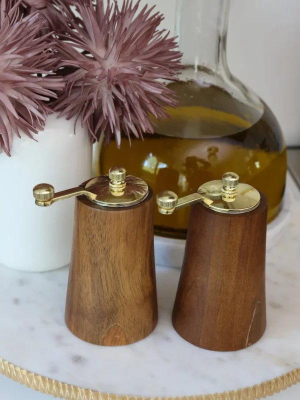 Inspire Me! Home Decor Modern Wood Salt And Pepper Mills With Gold Handles