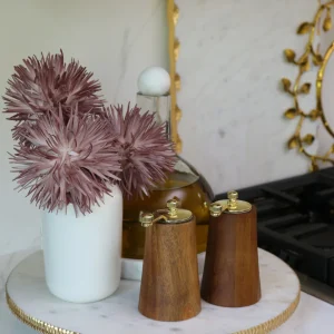 Inspire Me! Home Decor Modern Wood Salt And Pepper Mills With Gold Handles