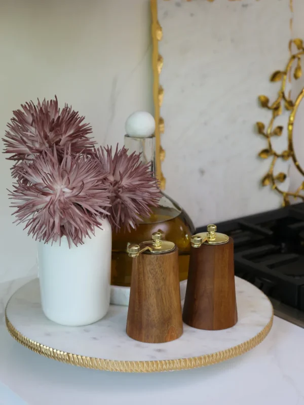 Inspire Me! Home Decor Modern Wood Salt And Pepper Mills With Gold Handles