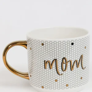 Inspire Me! Home Decor “Mom” Gold & White Tile Mug