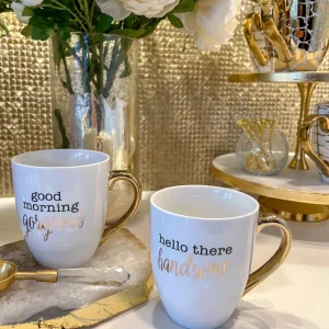 Inspire Me! Home Decor Mr. & Mrs. Mug Set (Set Of 2) Gold