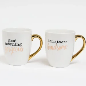 Inspire Me! Home Decor Mr. & Mrs. Mug Set (Set Of 2) Gold