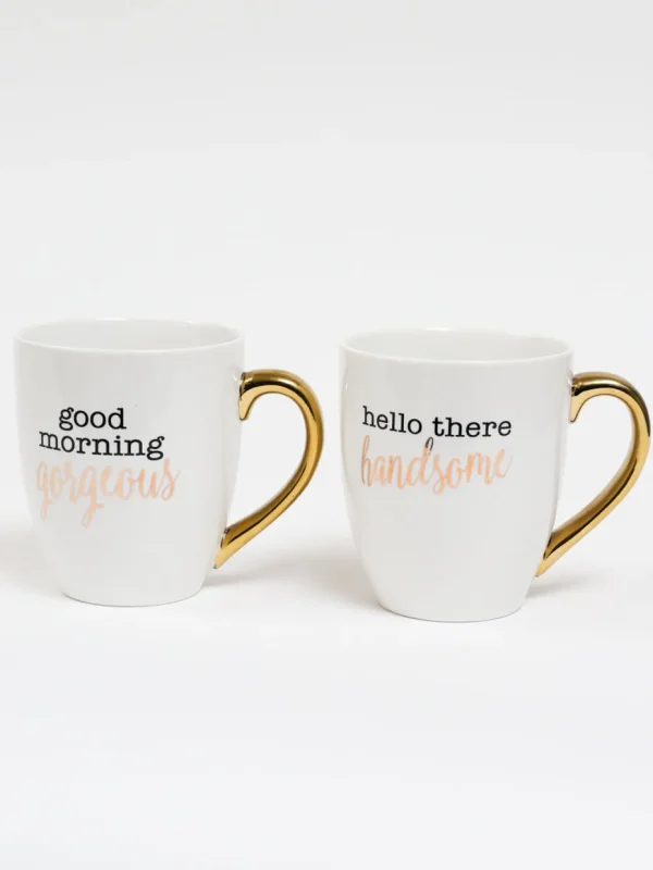 Inspire Me! Home Decor Mr. & Mrs. Mug Set (Set Of 2) Gold