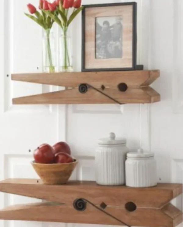 Inspire Me! Home Decor Natural Wood Clothespin Shelves (2 Sizes)