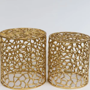 Inspire Me! Home Decor Openwork Coral Gold Sidetables (Set Of 2)