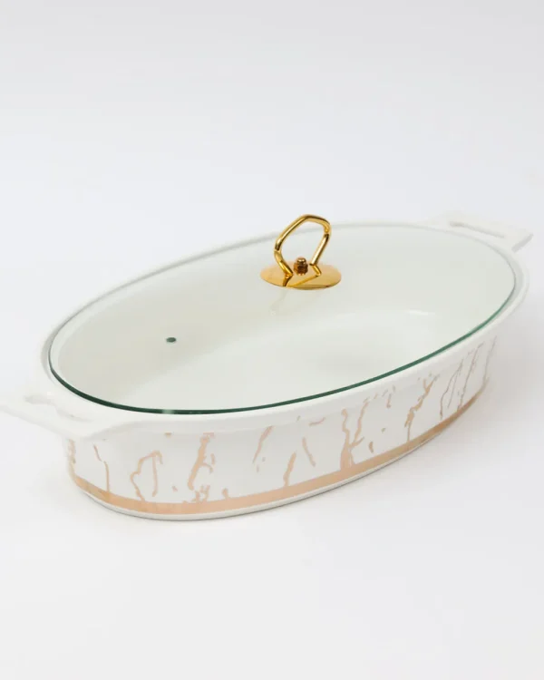 Inspire Me! Home Decor Oval Marble Print Platter With Glass Top & Gold Handle KITCHEN