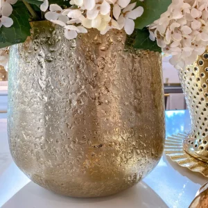 Inspire Me! Home Decor Oversized Gold Metal Hammered Planter