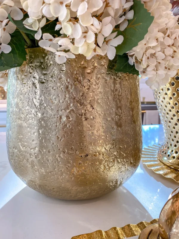 Inspire Me! Home Decor Oversized Gold Metal Hammered Planter