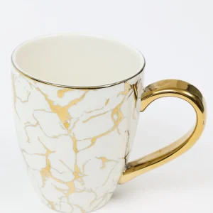 Inspire Me! Home Decor Oversized White & Gold Mug With Marbled Design And Gold Handle