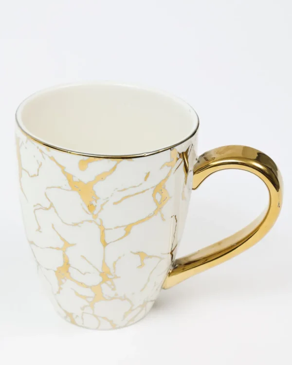 Inspire Me! Home Decor Oversized White & Gold Mug With Marbled Design And Gold Handle