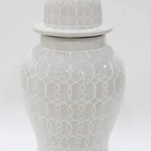 Inspire Me! Home Decor Oversized White Patterned Ginger Jar