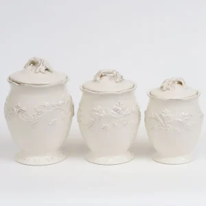 Inspire Me! Home Decor Oversized White Detailed Jars (Set Of 3)