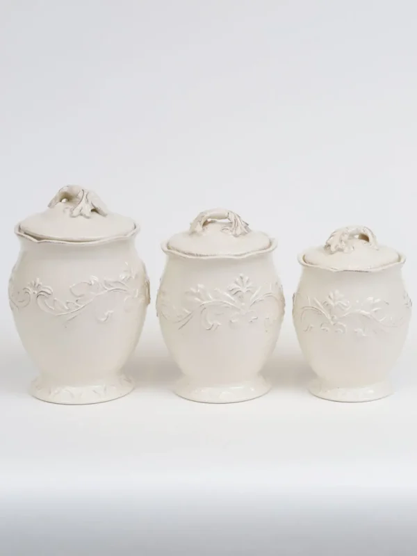 Inspire Me! Home Decor Oversized White Detailed Jars (Set Of 3)