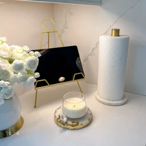 Inspire Me! Home Decor Paper Towel & Napkin Holders Marble And Brass Paper Towel Holder