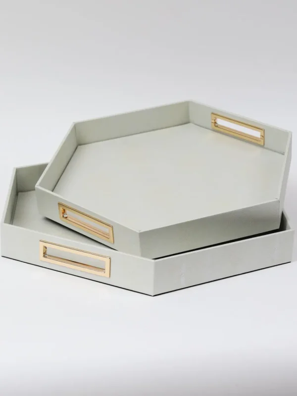 Inspire Me! Home Decor Pearlized Hexagon Trays With Gold Handles (2 Sizes)