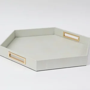 Inspire Me! Home Decor Pearlized Hexagon Trays With Gold Handles (2 Sizes)