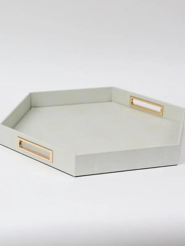 Inspire Me! Home Decor Pearlized Hexagon Trays With Gold Handles (2 Sizes)