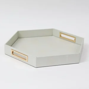 Inspire Me! Home Decor Pearlized Hexagon Trays With Gold Handles (2 Sizes)