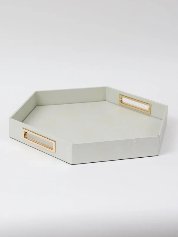 Inspire Me! Home Decor Pearlized Hexagon Trays With Gold Handles (2 Sizes)