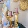 Inspire Me! Home Decor Pink Brushed Metallic Pillar Candle