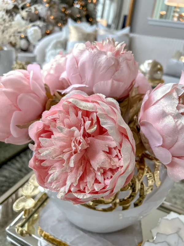 Inspire Me! Home Decor Pink Sparkle Peony Stem