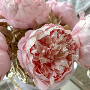 Inspire Me! Home Decor Pink Sparkle Peony Stem