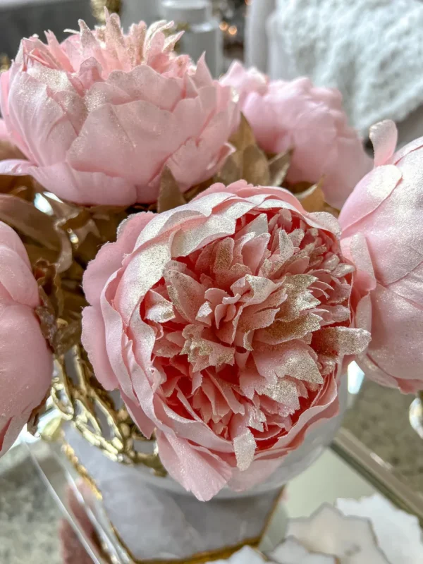 Inspire Me! Home Decor Pink Sparkle Peony Stem