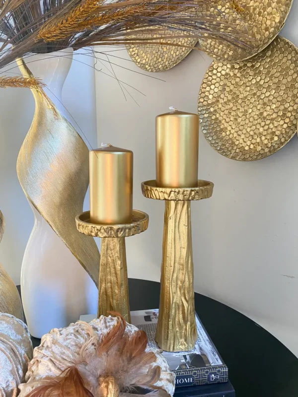 Inspire Me! Home Decor Polished Gold Metallic Pillar Candle