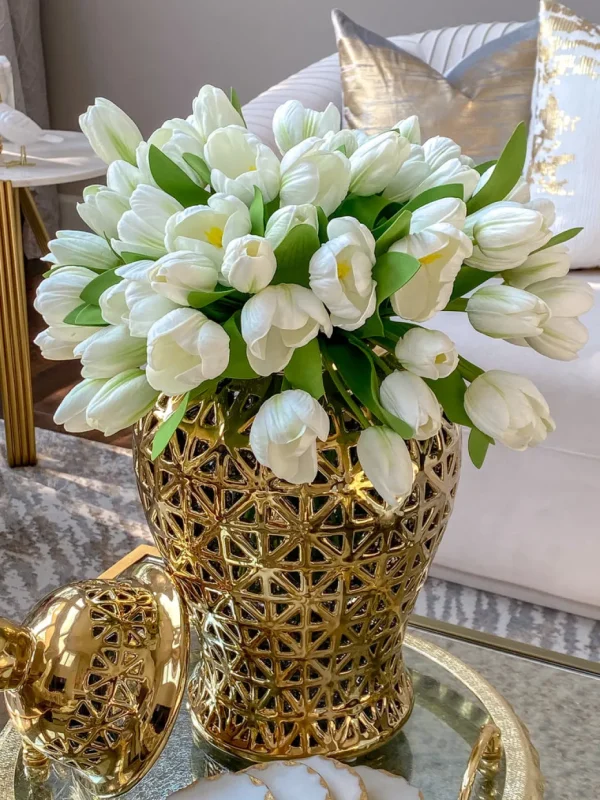Inspire Me! Home Decor Real Touch White Open Tulip Bundle