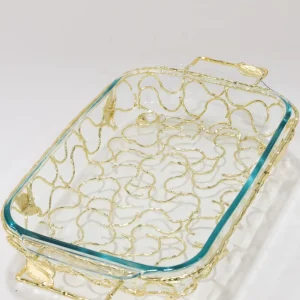 Inspire Me! Home Decor Rectangular Pyrex With Gold Branch Detailed Holder