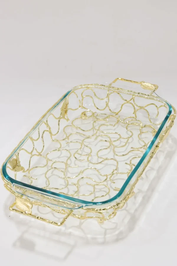 Inspire Me! Home Decor Rectangular Pyrex With Gold Branch Detailed Holder