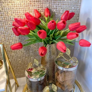 Inspire Me! Home Decor Red Tulip Bundle Floral Stems