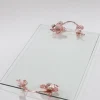 Inspire Me! Home Decor Rose Gold Crystal Floral Handled Glass Tray