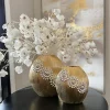 Inspire Me! Home Decor Round Textured Ceramic Gold Vase With White Flower Design (2 Sizes)