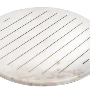 Inspire Me! Home Decor Round Marble Tray With Gold Line Details