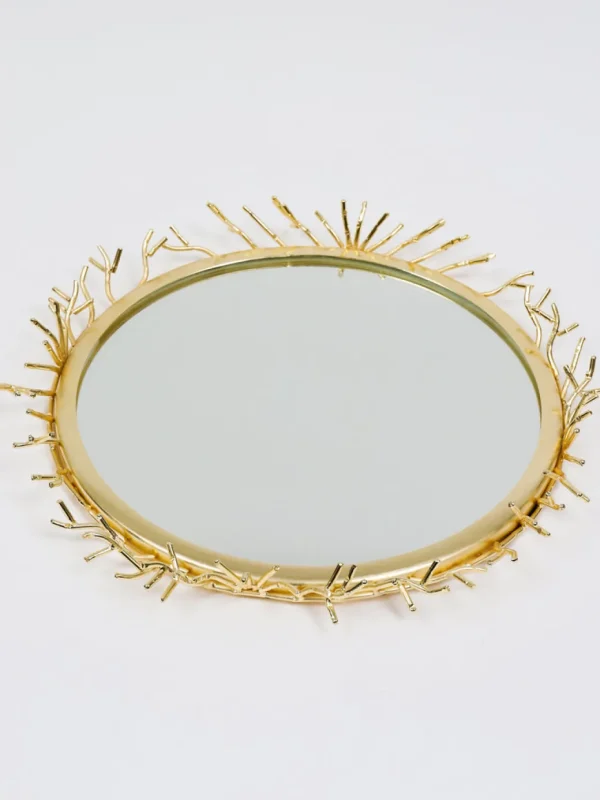 Inspire Me! Home Decor Round Decorative Mirror Tray With Gold Details