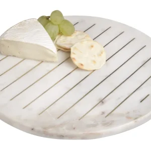 Inspire Me! Home Decor Round Marble Tray With Gold Line Details