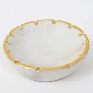 Inspire Me! Home Decor Round Marble Spoon Rest With Gold Trim