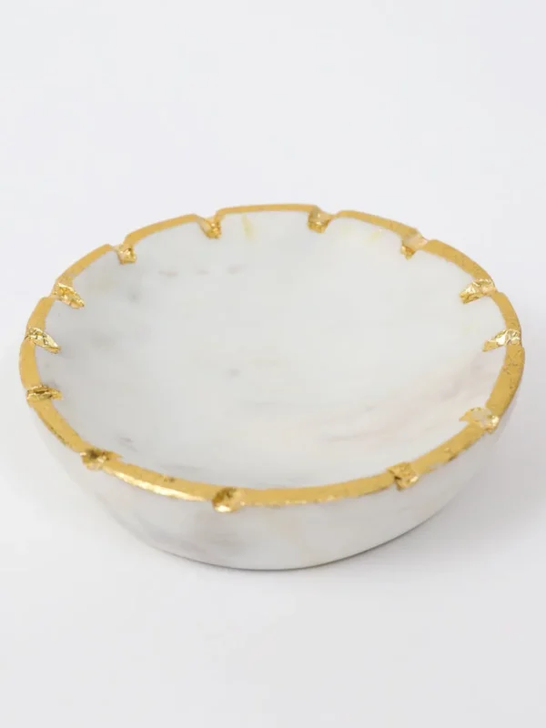 Inspire Me! Home Decor Round Marble Spoon Rest With Gold Trim