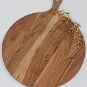 Inspire Me! Home Decor Round Wood Charcuterie Board With Textured Design And Handle ” From Pops Of Color Home Collection”