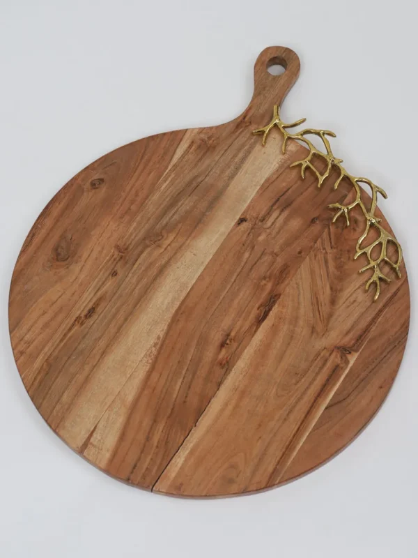 Inspire Me! Home Decor Round Wood Charcuterie Board With Textured Design And Handle ” From Pops Of Color Home Collection”