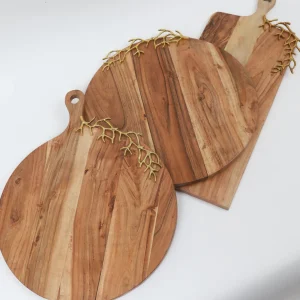 Inspire Me! Home Decor Round Wood Charcuterie Board With Textured Design And Handle ” From Pops Of Color Home Collection”