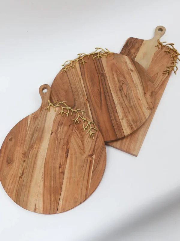 Inspire Me! Home Decor Round Wood Charcuterie Board With Textured Design And Handle ” From Pops Of Color Home Collection”