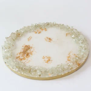 Inspire Me! Home Decor Round White Resin Tray/Trivet