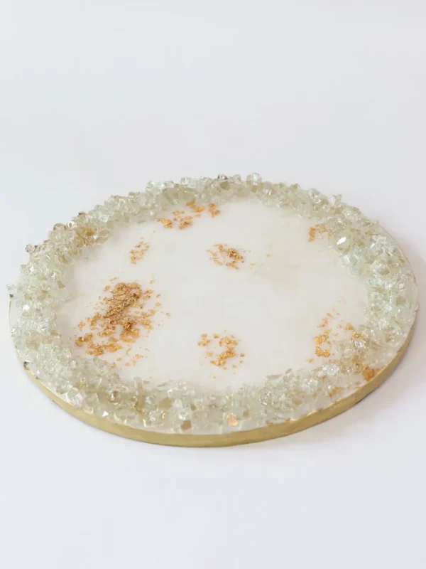 Inspire Me! Home Decor Round White Resin Tray/Trivet