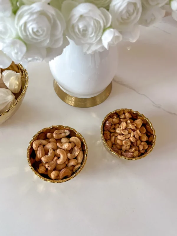 Inspire Me! Home Decor Set Of 2 Gold Hammered Snack Bowls