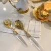 Inspire Me! Home Decor Set Of Gold Salad Servers With Acrylic Handles