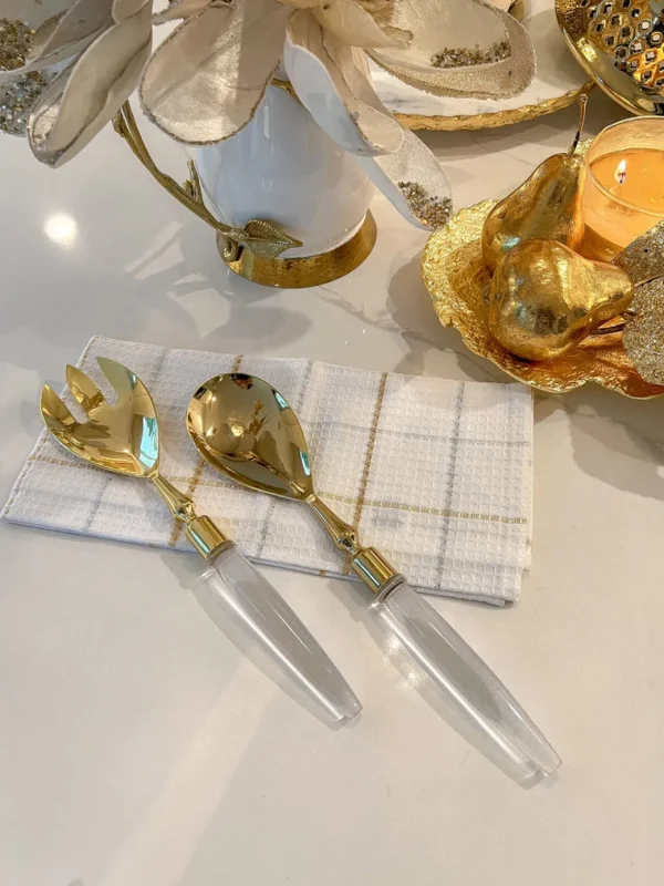 Inspire Me! Home Decor Set Of Gold Salad Servers With Acrylic Handles