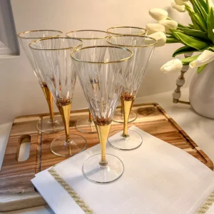 Inspire Me! Home Decor Set Of 6 Gold Stemmed Wine Glasses